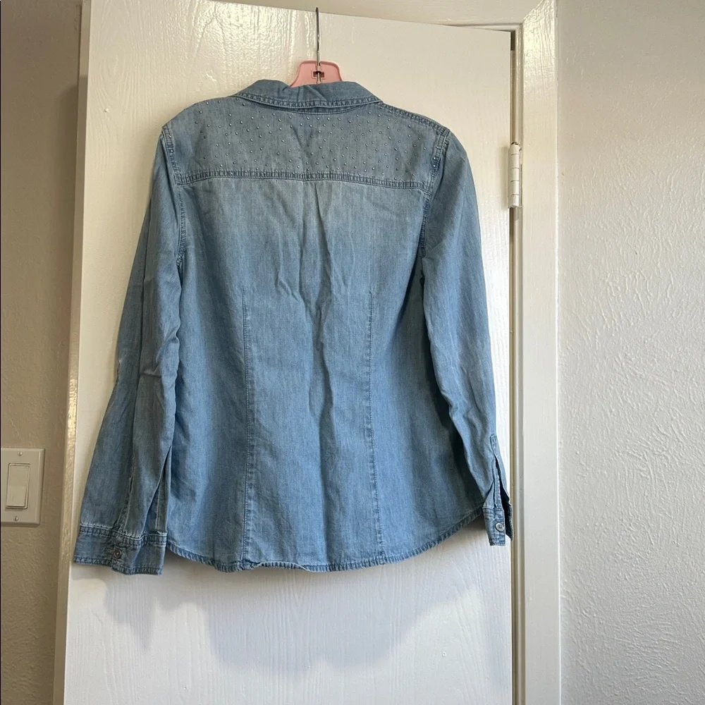 Chico's Denim-Style Button Down with Studs - Picture 6 of 8
